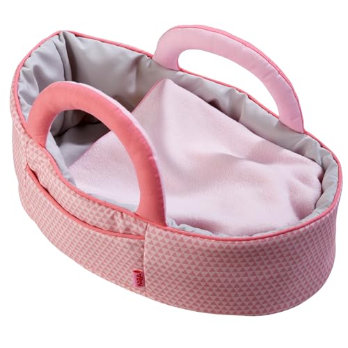 HABA 305072 - Puppentragetasche Rosarot, Puppenzubehör für Babypuppen und HABA-Stoffpuppen, Tragetasche und Decke, Spielzeug ab 18 Monaten, Rosa von HABA