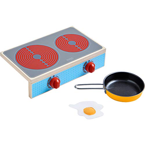 HABA 305132 - Kochstellen-Set Culina, mit 2 Herdplatten, 1 Pfanne und 1 Spiegelei, platzsparende Alternative zur Kinderküche, Herdknöpfe Machen Klickgeräusche, ab 3 Jahren, 31 x 22.1 x 8.3 cm von HABA