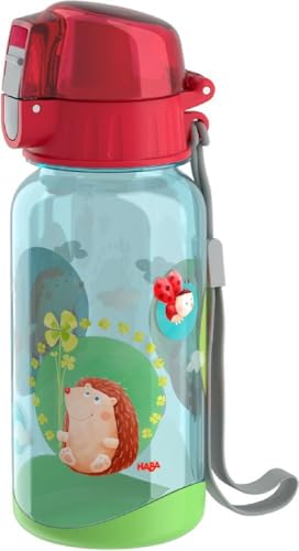 HABA 305151 - Trinkflasche Glück, Trinkflasche für Kinder 400 ml mit Glücksmotiv, mit großer Öffnung und Verschlusskappe, läuft nicht aus, BPA-freier Kunststoff, für die Spülmaschine von HABA