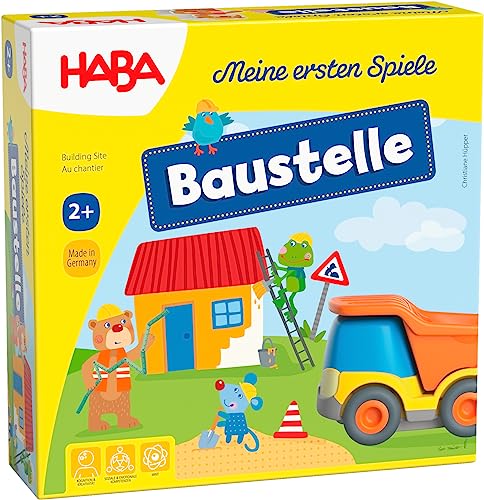 HABA 305211 - Meine ersten Spiele – Baustelle, kooperatives Memospiel mit Kullerbü-Fahrzeug und Vorlesegeschichte, Spiel ab 2 Jahren von HABA