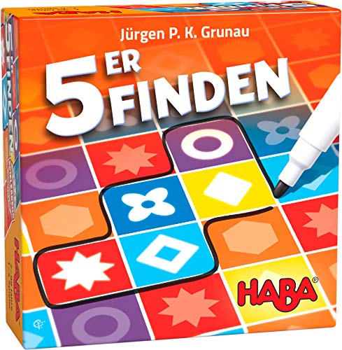 HABA 305283 - 5ER FINDEN, Familienspiel ab 7 Jahren, Spiel mit 2 Spieloptionen und einer Solovariante, auch bei Farbenblindheit geeignet von HABA