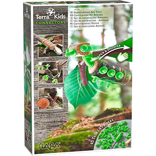 HABA 305344 - Terra Kids Connectors - Konstruktions-Set Tiere, Kinder-Bastelset für kreative Kreaturen, Verbinder aus Kunststoff für Holz und Kork, mit Handbohrer und Anleitung von HABA