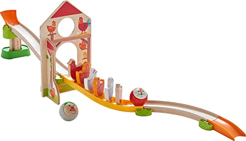 HABA 305396 - Kullerbü – Kugelbahn Hühner-Domino, Kugelbahn aus Holz mit Dominostein-Effekt, Kullerbahn, Scheunentor und 6 Hühnern aus Holz, Holzspielzeug ab 2 Jahren HABA 305396 - Kullerbü – Kugelbahn Hühner-Domino, Kugelbahn aus Holz mit Dominostein-Effekt, Kullerbahn, Scheunentor und 6 Hühnern aus Holz, Holzspielzeug ab 2 Jahren von HABA