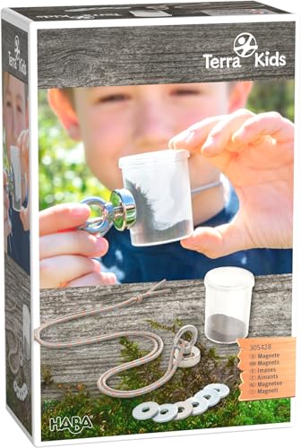 HABA 305428 - Terra Kids Magnet, Experimentierset zum Magnetismus für Kinder, Magnet-Set mit Magneten und Metallspänen im Kunststoffbecher, für einfache physikalische Experimente von HABA