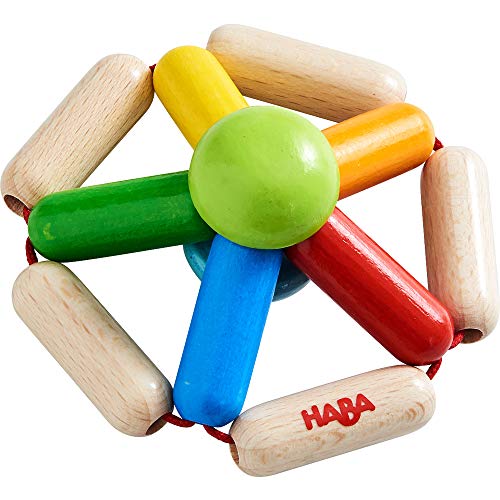 HABA 305578 - Greifling Farbendreh, Babyspielzeug ab 6 Monaten aus Holz zum Training der Motorik und Stimulation der Wahrnehmung von HABA