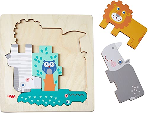 HABA 305710 - Holzpuzzle Tierisch wild, Holzpuzzle ab 2 Jahren, bunt von HABA