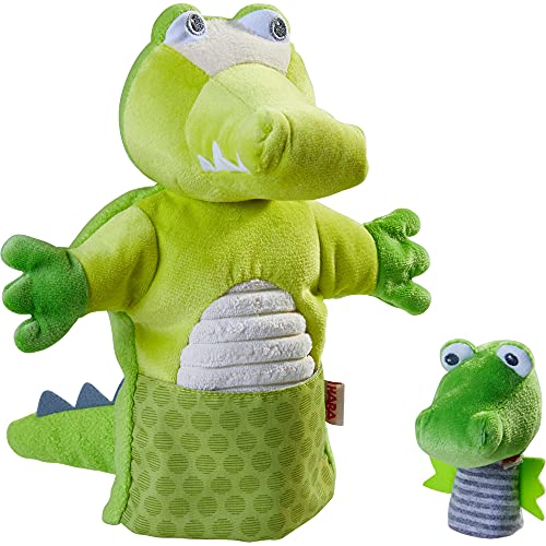 HABA 305754 - Handpuppe Krokodil mit Baby, Handpuppe ab 1.5 Jahren, bunt von HABA