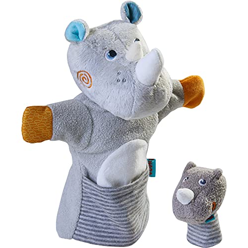 HABA 305755 - Handpuppe Nashorn mit Baby, Handpuppe ab 1.5 Jahren, bunt von HABA