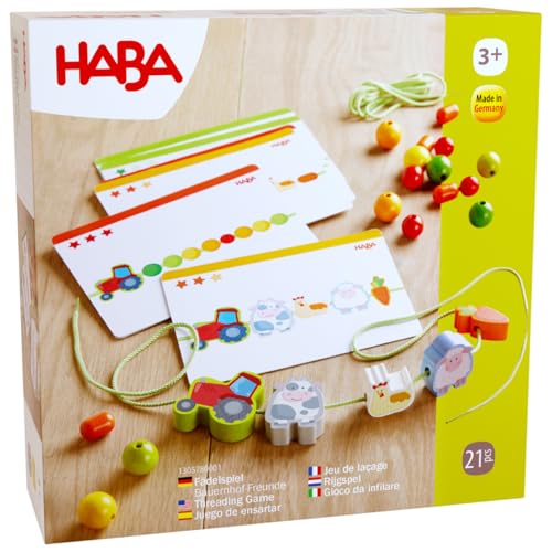 HABA 305780 - Fädelspiel Bauernhof-Freunde, Fädelspiel ab 3 Jahren, made in Germany, bunt von HABA