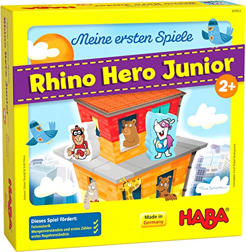 HABA 305912 - Meine ersten Spiele - Rhino Hero Junior, Spiel ab 2 Jahren, Made in Germany, bunt von HABA