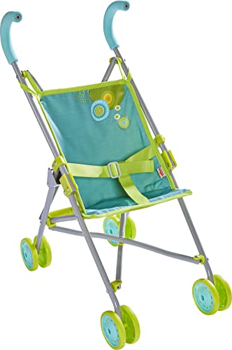 HABA Puppenbuggy Sommerwiese – Faltbarer Puppenwagen mit gepolsterten Griffen und waschbarem Bezug – Geeignet für Puppen und Stofftiere bis 45 cm. Perfektes Puppenzubehör für Kinder ab 3 Jahre von HABA