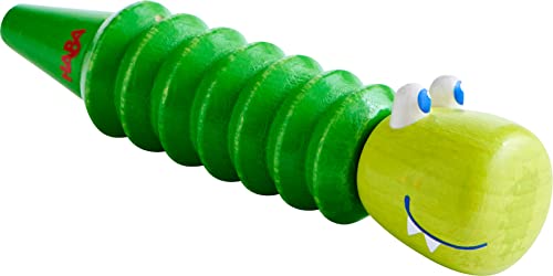 HABA 306695 - Kolbenflöte Krokodil, Klangspielzeug ab 2 Jahren, made in Germany, grün von HABA