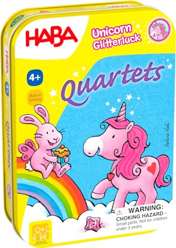 HABA 306999 Einhorn Glitterluck Quartette Mini - Reisespiel ab 4 Jahren, Made in Germany von HABA