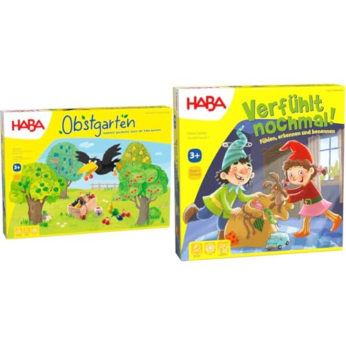 HABA 4170 - Obstgarten Spannendes Würfelspiel, mit 40 Früchten & 304508 – Verfühlt nochmal!, Fühlspiel für Kinder ab 3 Jahren von HABA