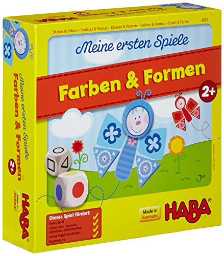 HABA 4652 - Farben & Formen, erste Spielesammlung für Kinder ab 2 Jahren, Würfel-, Lege- und Zuordnungsspiel mit bunten Blumen- und Schmettterlingsmotiven von HABA