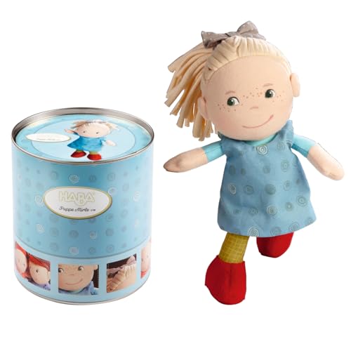 HABA Puppe Mirle – Kuschelweiche 20 cm Babypuppe in edler Geschenkdose - Ideales Willkommensgeschenk für Babys ab 6 Monaten - 1005738001 von HABA