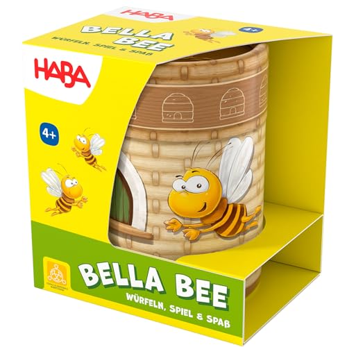 HABA Bella Bee - Buntes Würfelbecherspiel ab 4 Jahren - Funktioniert wie 6 gewinnt - Einfache Regeln für schnellen Spielspaß - Perfekt für den Urlaub - 2010885001 von HABA