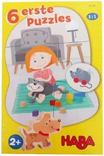 HABA Erste Puzzles Haustiere, 6 Stück, für Kinder ab 2 Jahren, Puzzeln Lernen von HABA