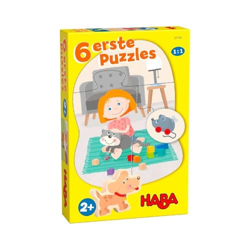 HABA Erste Puzzles Haustiere, 6 Stück, für Kinder ab 2 Jahren, Puzzeln Lernen von HABA