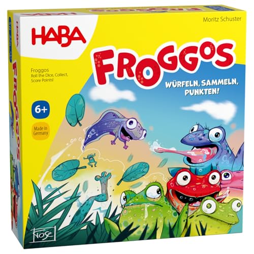 HABA Froggos Sammelspiel – Würfelspiel ab 6 Jahren mit frechen Spielzügen – für die ganze Familie – kompaktes Reisespiel & Mitbringspiel – 2012811001 HABA Froggos Sammelspiel – Würfelspiel ab 6 Jahren mit frechen Spielzügen – für die ganze Familie – kompaktes Reisespiel & Mitbringspiel – 2012811001 von HABA
