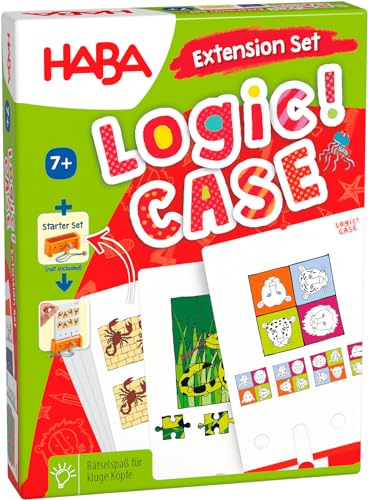 HABA Logic! CASE Extension Set: Gefährliche Tiere - Ergänzungskarten für Starter Case ab 7 Jahren - Perfekt als Reisespiel für unterwegs - 77 Bilderrätsel rund um Wilde Tiere - 1307153001 von HABA