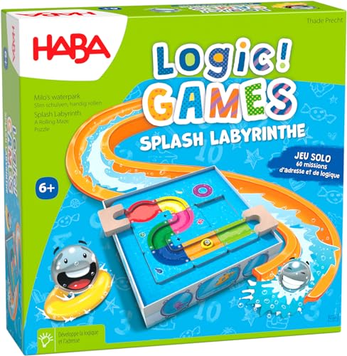 HABA - Logic! Games – Splash Labyrinth – Gesellschaftsspiele – Logikspiele – 60 Puzzles – 6 Jahre und mehr – 306824, bunt von HABA