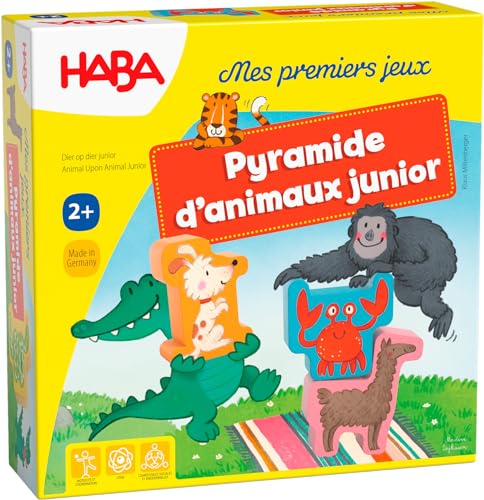 HABA - Meine ersten Spiele – Tierpyramide Junior – Gesellschaftsspiel – Geschicklichkeitsspiel und Stapelspiel – 2 Jahre und mehr – 306070 von HABA