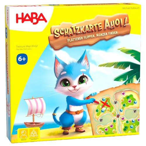 HABA Schatzkarte AHOI! – Abenteuer-Schatzsuche & Würfelspiel – Erlebt EIN spannendes Piraten-Rätselspiel mit 3D-Boot zum Münzen sammeln – Für Kinder ab 6 Jahren – 2011824001 von HABA