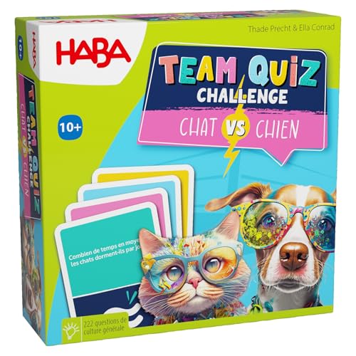 HABA Team Quiz Challenge Katzen vs. Hunde – mit 222 Quiz-Karten und vielen Fragen – Mitbringspiel oder Geschenk für Spieler ab 10 Jahren – 2010894002 von HABA