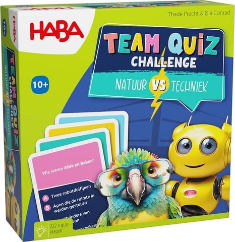 HABA Team Quiz Challenge Nature vs. Technologie – mit 222 Quiz-Karten und vielen Fragen – Mitbringspiel oder Geschenk für Spieler ab 10 Jahren – 2010897002 von HABA