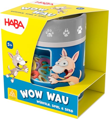 HABA Wow Wau - Lustiges Hunde Yatzy-Würfelbecherspiel ab 5 Jahren - Einfache Regeln für schnellen Spielspaß - Perfekt für unterwegs - 2010889001 von HABA