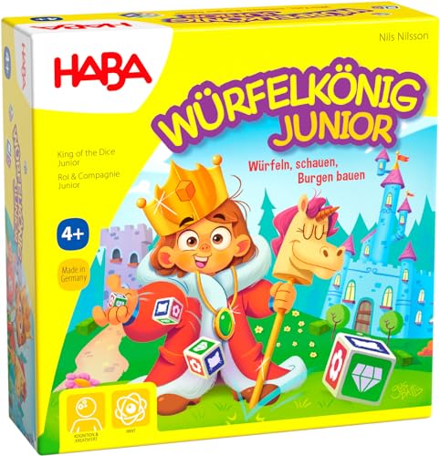 HABA Würfelkönig Junior, Würfelspiel für Kinder ab 4 Jahren, Gesellschaftsspiel für 2-4 Spieler von HABA