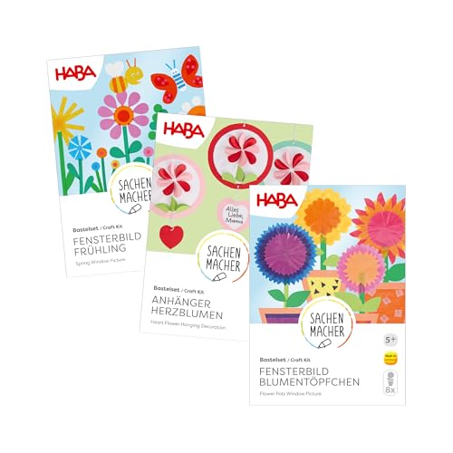 HABA XXL Frühlings-Bastelset – Fensterbilder & Mobiles mit Herzen, Blumen & Tieren – Kreative Frühlingsdeko zum Schneiden, Kleben & Falten – Für Kinder ab 5 Jahren – 2013011 von HABA