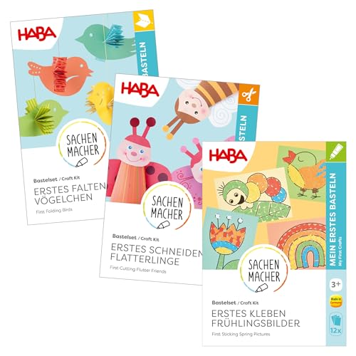 HABA XXL Frühlings-Bastelset – Perfekt für kleine Bastelanfänger: Frühlingsmotive wie Bienen & Vögel zum Schneiden, Kleben & Falten – Frühlingsdeko für Kinder ab 3 Jahren – 2013010 von HABA