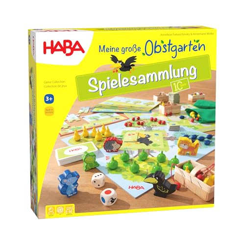 HABA 1302282001 große Obstgarten-Spielesammlung-10 Verschiedene Spiele-Memo, Karten, Fühl-und Würfelspiele-Für Kinder ab 3 Jahren-1302282001, Holz, Einheitsgröße von HABA