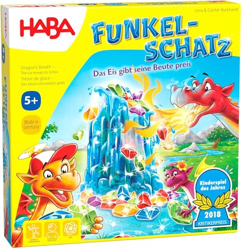 Haba Funkelschatz Brettspiel, Kinderspiel des Jahres 2018, Mitbringspiel für 2-4 Spieler ab 5 Jahren von HABA