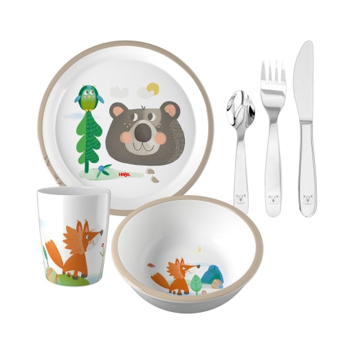 Kindergeschirr-Set Waldtiere, Kindergeschirr mit Besteck, 6-teilig Kindergeschirr-Set Waldtiere, Kindergeschirr mit Besteck, 6-teilig von HABA
