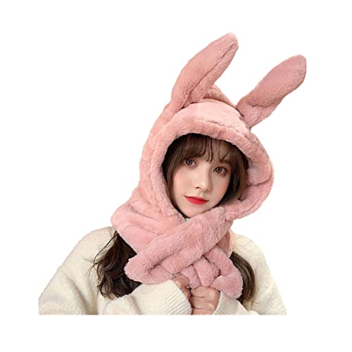 HADAVAKA Cute Bunny Hat Ear Moving Jumping Hat Funny Animal Plush Rabbit Hats, Warm Plush Rabbit Winter Caps, Warm Hat, Girls Ear Moving Jumping Hats, For Women Girls (Pink) von HADAVAKA