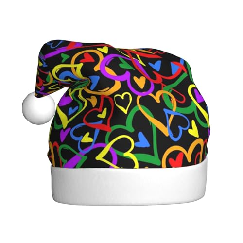 Gay Pride Regenbogen Weihnachtsmützen Erwachsene, Weihnachtsmann Hut Druck Plüsch Komfort Xmas Hut Für Weihnachten Neujahr Liefert von HAHAFU