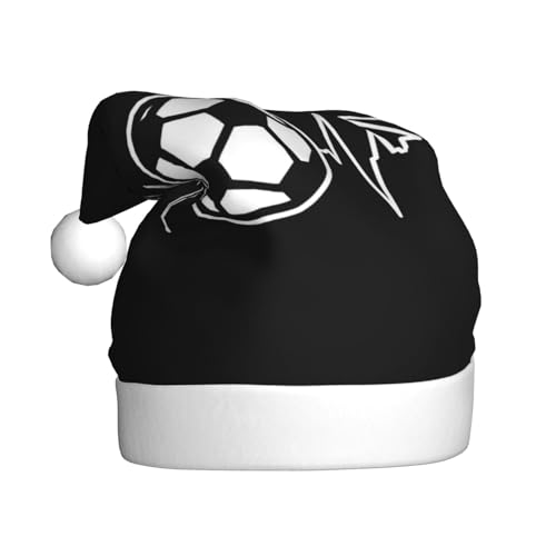 Ich liebe Fußball Weihnachtsmütze, Santa Hut Für Erwachsene Drucken Komfort Plüsch Xmas Hut Für Weihnachten Neujahr Liefert von HAHAFU