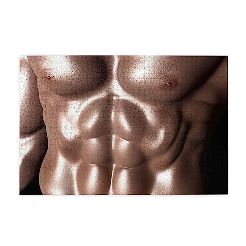 Bodybuilder-Puzzles für Erwachsene, 1000 Teile, interessante Holzpuzzles, Stressabbau-Puzzles mit Box von HAICOM