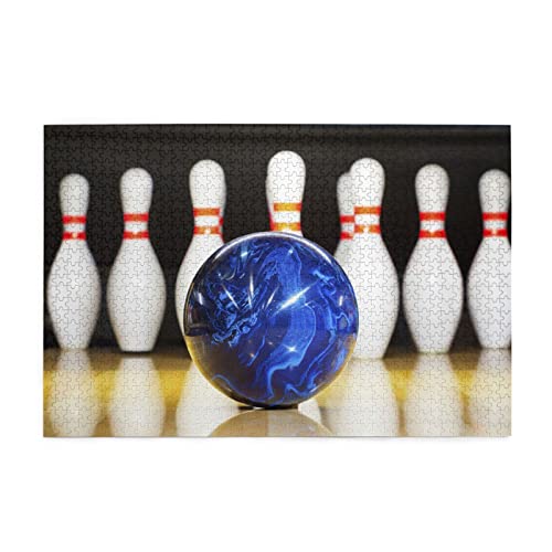 Bowling-Puzzles für Erwachsene, 1000 Teile, interessante Holzpuzzles, Stressabbau-Puzzles mit Box von HAICOM