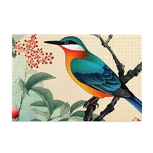 Oriole on Flower Puzzles für Erwachsene, 1000 Teile, interessante Holzpuzzles, Stressabbau-Puzzles mit Box von HAICOM