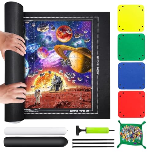 Puzzle Matte, Puzzle 2000 Teile, Puzzles Roll Storage Mat 2000 1500 1000Teile Puzzles Matte, Tragbare Puzzlematte für die Aufbewahrung und den Transport, 120x80CM(Schwarz) von HAINLOGWANG