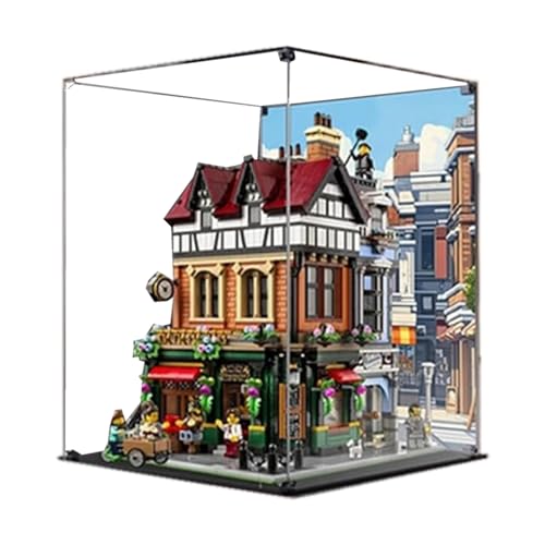 Acryl 3 mm Displaybox für Lego 10350 English Corner Building Streetscape Modell, Transparente Staubdichte Displaybox, Kompatibel mit Lego 10350 Modell (Modell Nicht Enthalten) (Hintergrund) von HAIWENFEIQI