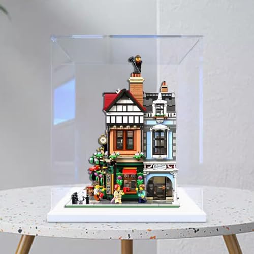 Acryl 3 mm Displaybox für Lego 10350 English Street Corner Building Modell, Transparente Staubdichte Displaybox, Aufbewahrungsbox, Kompatibel mit Lego 10350 Modell (Modell Nicht Enthalten) (Stil von HAIWENFEIQI