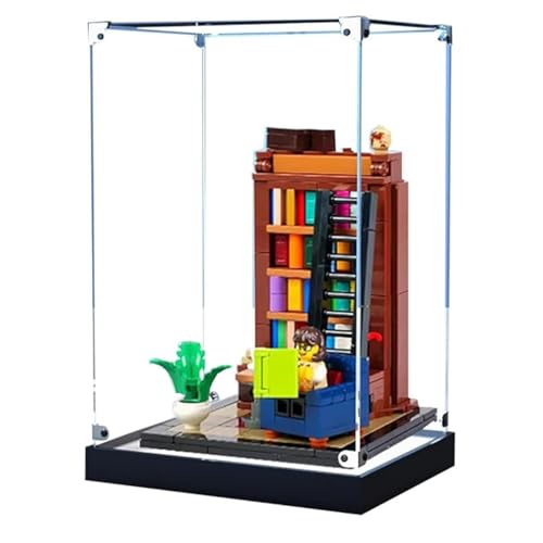 Acryl Display Box für Lego 40698 Bücherregal Bookish Modell, Transparent Staubdichte Display Box Aufbewahrungsbox Kompatibel mit Lego 40698 Modell (Modell Nicht Enthalten) (Frosted Black Base) von HAIWENFEIQI