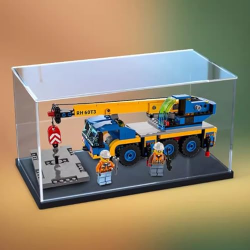 Acryl-Displaybox für LEGO 60324 Mobilkrane, transparente staubdichte Displaybox, kompatibel mit Lego 60324 Bauset (Modell nicht im Lieferumfang enthalten) (Schwarzer Sockel) von HAIWENFEIQI