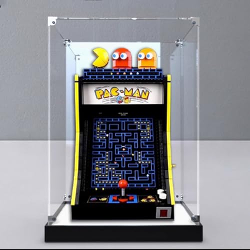 Acryl-Displaybox für Lego 10323 Pac-Man Arcade-Spielmodell, transparente staubdichte Displaybox, kompatibel mit Lego 10323 Bauset (Modell nicht im Lieferumfang enthalten) (Frosted Black Base) von HAIWENFEIQI