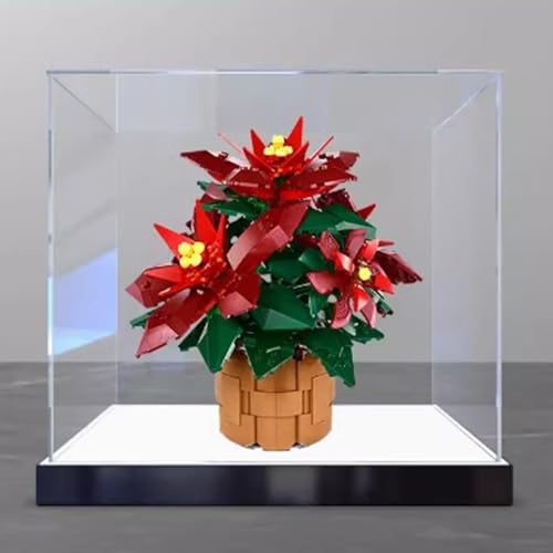 Acryl-Displaybox für Lego 10370, 3 mm, rotes Bonsai-Modell, transparent, staubdicht, kompatibel mit Lego 10370 Bauset (Modell nicht im Lieferumfang enthalten) Basis von HAIWENFEIQI